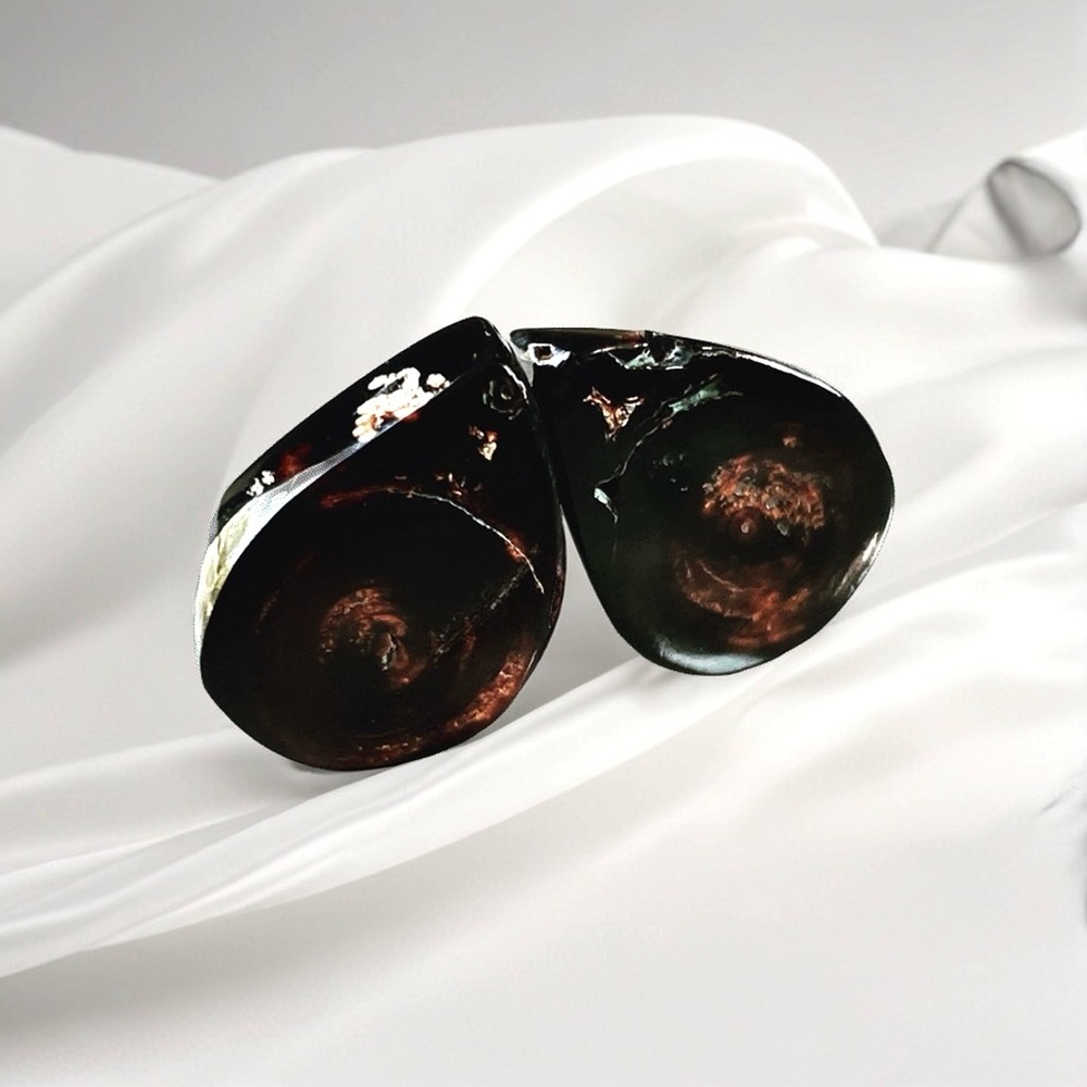 Black coral stud earrings